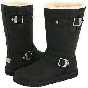 UGG KENSINGTON BIKER BLACK SHEARLING BUCKLE 5678 BOOTS Sz 6